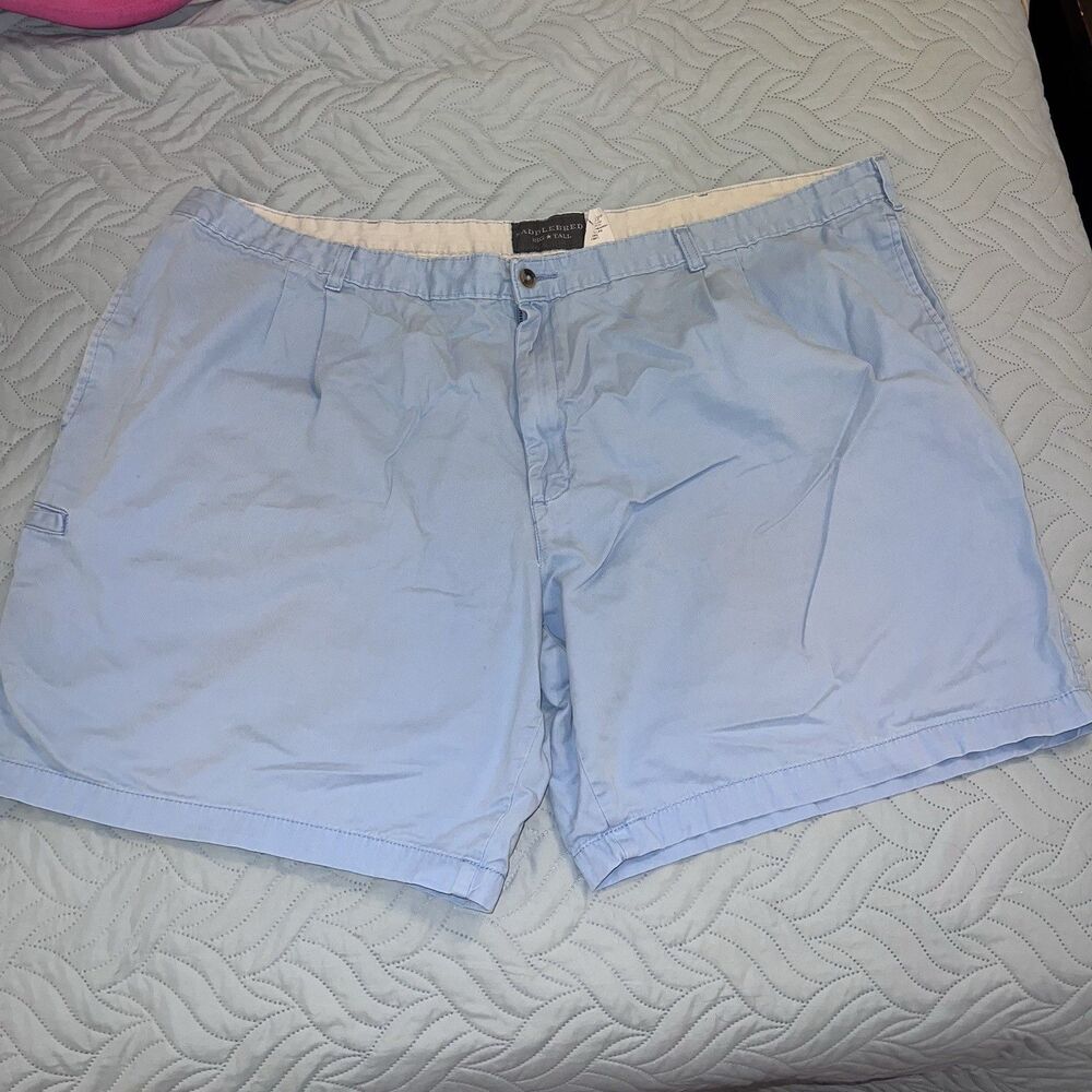 Saddlebred Big & Tall Blue Cotton Chino Shorts 10" Inseam Pockets